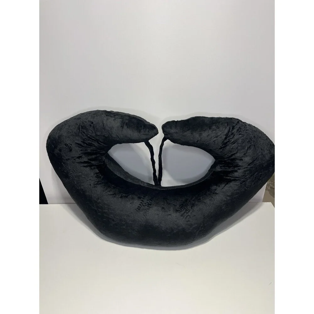 Black Arm Rest Pillow Gaming Reading Crocheting Plush + ties Ergonomic Support